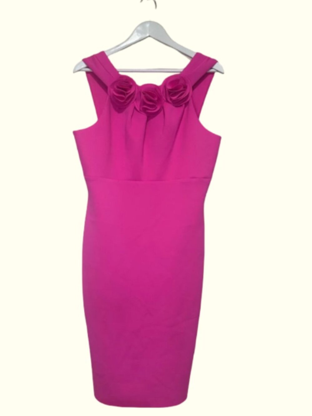 Jason Wu Vibrant Fuchsia Midi Dress with Rosette Detail sz L